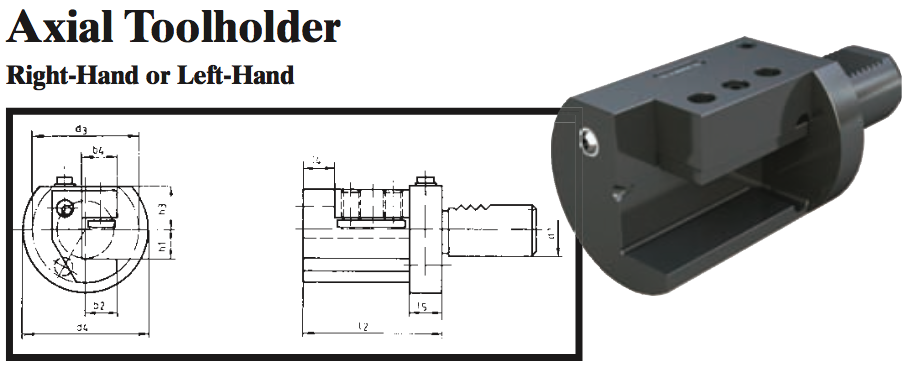 VDI Axial Toolholder (Right-Hand) - Part #: CNC86 35.4020R - Exact Industrial Supply