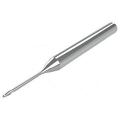 2mm - 3mm Shank - 2.5mm LOC - 38mm OAL 2 FL Ball Nose Carbide End Mill with 12mm Reach - Uncoated - Exact Industrial Supply