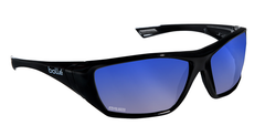 HUSTLER, BLU Polar Lens, Shiny BLK Fr Polarized Blue Flash AF Shiny Black - Exact Industrial Supply