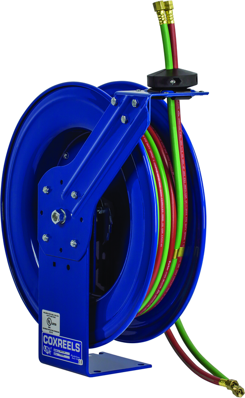 #SHW-N-150 For 1/4" I.D x 50' Oxy-acetylene Hose- Spring Rewind Hose Reel - Exact Industrial Supply