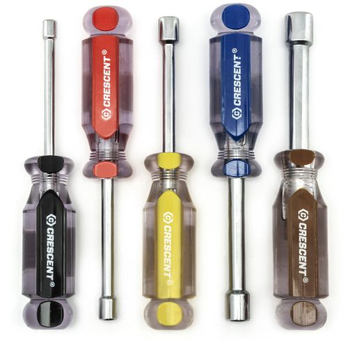 5 Pc. SAE Solid Shaft Tri-Lobe Acetate Nutdriver Set - Exact Industrial Supply