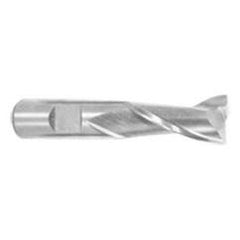 9/16 Dia. x 3-3/8 Overall Length 2-Flute Square End High Speed Steel SE End Mill-Round Shank-Center Cut-Uncoated - Exact Industrial Supply
