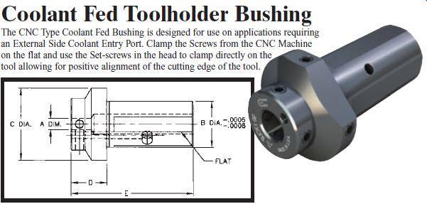 Coolant Fed Toolholder Bushing - (OD: 1-1/4" x ID: 5/16") - Part #: CNC 86-12CFB 5/16" - Exact Industrial Supply
