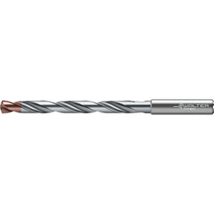 3.8 mm Dia. × 6 mm Shank × 45 mm Flute Length × 85 mm OAL, 8xD, 140 Degrees, Axial Inclined Exit, DIN 6535 HA, Cylindrical Solid Carbide Drill DC175 WJ30RY