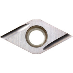 DCGT 32502 F-U KW10, 0.0039″ Corner Radius, 5/32″ Thick, 3/8″ Inscribed Circle, WC/Co, Diamond, Turning Indexable Insert - Exact Industrial Supply