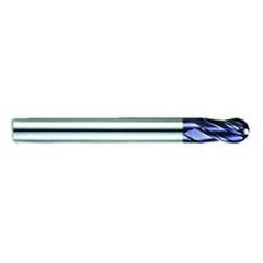 1/2" Dia. - 4-1/4" OAL - AlTiN CBD-Ball Nose HP End Mill-4 FL - Exact Industrial Supply