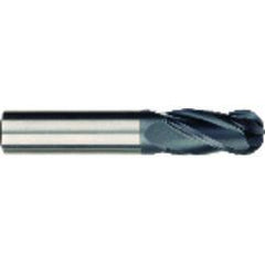 3/8 x 3/8 x 1 x 2-1/2 OAL 4 Flute Ball Nose Carbide End Mill - Round Shank-AlCrN Coated - Exact Industrial Supply