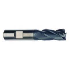 1/4 Dia. x 2-1/2 Overall Length 4-Flute .030 C/R Solid Carbide SE End Mill-Round Shank-Center Cut-AlTiN - Exact Industrial Supply