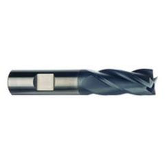3/16 Dia. x 2 Overall Length 4-Flute .015 C/R Solid Carbide SE End Mill-Round Shank-Center Cut-AlTiN - Exact Industrial Supply