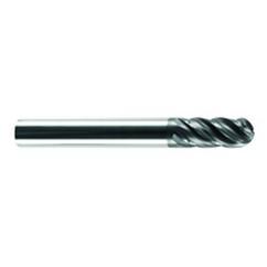 1/4" Dia. - 3/4" LOC - 2-1/2" OAL - Ball Nose 5 FL Carbide S/E HP End Mill-AlCrN-X - Exact Industrial Supply