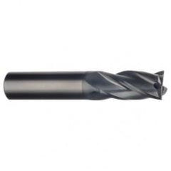 3/8 Dia. x 2-1/2 Overall Length 4-Flute Square End Solid Carbide SE End Mill-Round Shank-Center Cut-AlTiN - Exact Industrial Supply