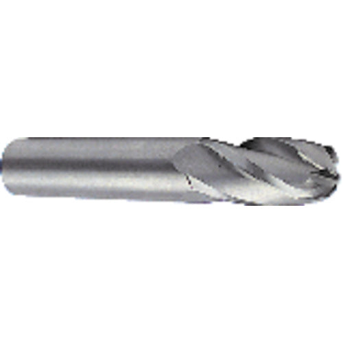 2.5 mm Dia. × 3 mm Shank × 12 mm DOC × 38 mm OAL, Carbide Uncoated, 4 Flute, Round, External , Ballnose End Mill - Exact Industrial Supply