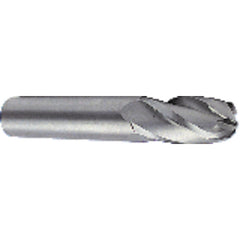2.5 mm Dia. × 3 mm Shank × 12 mm DOC × 38 mm OAL, Carbide Uncoated, 4 Flute, Round, External , Ballnose End Mill - Exact Industrial Supply