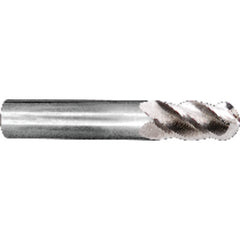 3/16″ Dia. × 3/16″ Shank × 5/8″ DOC × 2″ OAL, Carbide Uncoated, 4 Flute, 40° Helix, Round, External , Ballnose End Mill - Exact Industrial Supply