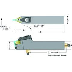 ADDPNN16-3D - 1 x 1" Neutral Toolholder - Exact Industrial Supply