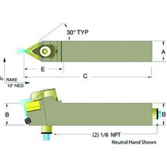 ADTENN12-3B 3/4 x 3/4" Neutral Toolholder - Exact Industrial Supply