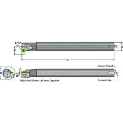 .625 Shank Coolant Thru Boring Bar- 27.5° Lead Angle for DC_T 21.51 Style Inserts - Exact Industrial Supply