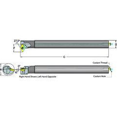 .625 Shank Coolant Thru Boring Bar- 27.5° Lead Angle for DC_T 21.51 Style Inserts - Exact Industrial Supply