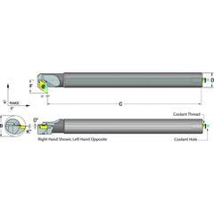 .500 Shank Coolant Thru Boring Bar- -5° (Back Boring) Lead Angle for DC_T 21.51 Style Inserts - Exact Industrial Supply