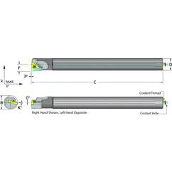 .625 Shank Coolant Thru Boring Bar- -3° Lead Angle for TPMT 21.51 Style Inserts - Exact Industrial Supply