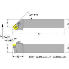 MSSNR20-6D - RH 1-1/4 x 1-1/4 Turning Tool Holder - Exact Industrial Supply