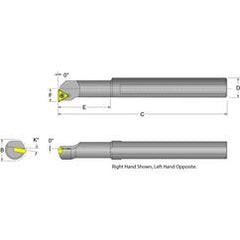 S12S-STFPR-3 Right Hand 3/4 Shank Indexable Boring Bar - Exact Industrial Supply