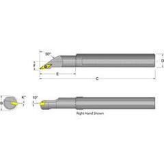 S10S-SVMCR-2 Right Hand 5/8 Shank Indexable Boring Bar - Exact Industrial Supply