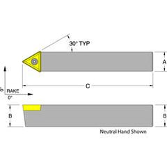 STECN64-3D 1 x 1" Neutral Turning Toolholder - Exact Industrial Supply