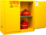 30 Gallon - All Welded - FM Approved - Flammable Safety Cabinet - Manual Doors - 1 Shelf - Safety Yellow - Exact Industrial Supply