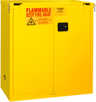 30 Gallon - All welded - FM Approved - Flammable Safety Cabinet - Self-closing Doors - 1 Shelf - Safety Yellow - Exact Industrial Supply