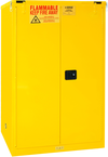 90 Gallon - All Welded - FM Approved - Flammable Safety Cabinet - Self-closing Doors - 2 Shelves - Safety Yellow - Exact Industrial Supply