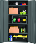 36"W - 16 Gauge - Lockable Cabinet - 4 Adjustable Shelves - Flush Door Style - Gray - Exact Industrial Supply