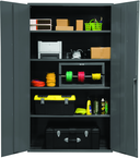 48"W - 16 Gauge - Lockable Shelf Cabinet - 4 Adjustable Shelves - Flush Door Style - Gray - Exact Industrial Supply