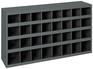 9" Deep Bin - Steel - Cabinet - 32 opening bin - for small part storage - Gray - Exact Industrial Supply