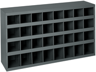12" Deep Bin - Steel - Cabinet - 32 opening bin - for small part storage - Gray - Exact Industrial Supply