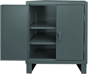 36"W - 14 Gauge - Lockable Shelf Cabinet - 2 Adjustable Shelves - Recessed Door Style - Gray - Exact Industrial Supply