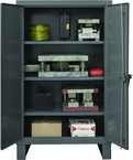 36"W - 14 Gauge - Lockable Shelf Cabinet - 3 Adjustable Shelves - Recessed Door Style - Gray - Exact Industrial Supply