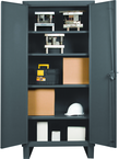 36"W - 14 Gauge - Lockable Shelf Cabinet - 4 Adjustable Shelves - Recessed Door Style - Gray - Exact Industrial Supply