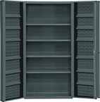 36"W - 14 Gauge - Lockable Shelf Cabinet - 4 Adjustable Shelves - 12 Door Shelves - Deep Door Style - Gray - Exact Industrial Supply