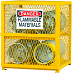 30"W - All Welded - Angle Iron Frame with Mesh Side - Horizontal Gas Cylinder Cabinet - 1 Shelf - Magnet Door - Safety Yellow - Exact Industrial Supply