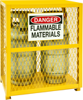 30 x 20 x 33-1/2" - All Welded - Angle Iron Frame with Mesh Side - Horizontal/Vertical Gas Cylinder Cabinet - Magnet Doors - Safety Yellow - Exact Industrial Supply