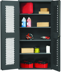 36"W - 14 Gauge - Lockable Ventilated Cabinet - 3 Adjustable Shelves - Flush Door Style - Gray - Exact Industrial Supply