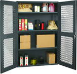 48"W - 14 Gauge - Lockable Cabinet - 3 Adjustable Shelves - Flush Door Style - Gray - Exact Industrial Supply