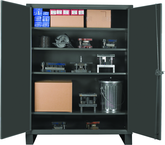 36"W - 12 Gauge - Lockable Cabinet - 4 Adjustable Shelves - Recessed Door Style - Gray - Exact Industrial Supply