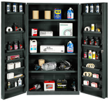 48"W - 14 Gauge - Lockable Cabinet - 4 Adjustable Shelves - 14 Door Shelves - Deep Door Style - Gray - Exact Industrial Supply