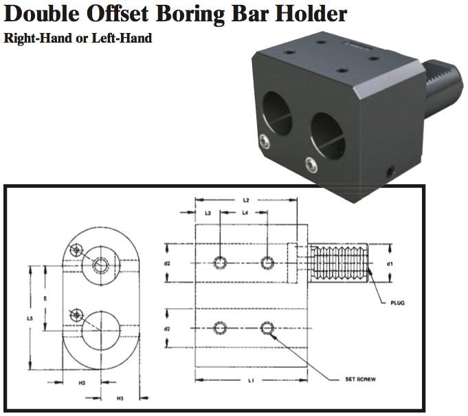 VDI Double Offset Boring Bar Holder (Left Hand) - Part #: CNC86 92.2020 - Exact Industrial Supply