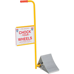 Aluminum Wheel Chock With Handle & Sign - Exact Industrial Supply