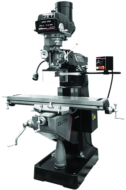 9 x 49" Table Variable Speed Mill With 2-Axis ACU-RITE 300S DRO and X-Axis JET Powerfeed - Exact Industrial Supply