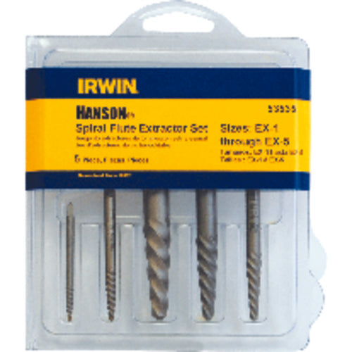 5 Pieces - Spiral Flute Screw Extractor Set - Exact Industrial Supply