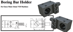 Boring Bar Holder - Left-Hand (Bottom) (For Emco Maier 16mm VDI Machines) - Part #: CNC86 E58.1625L - Exact Industrial Supply